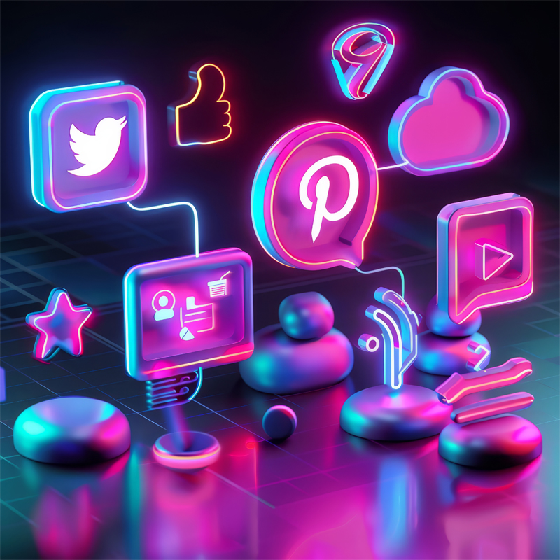 3d lights representing social media