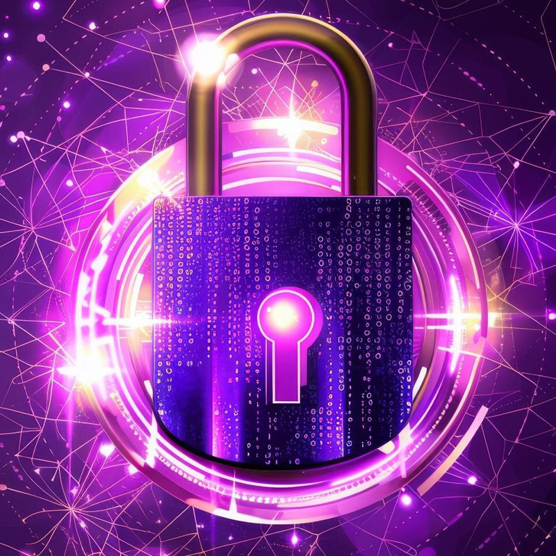 padlock in numbers matrix background