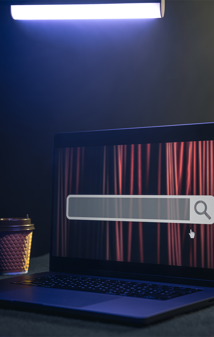 laptop screen displaying search prompt