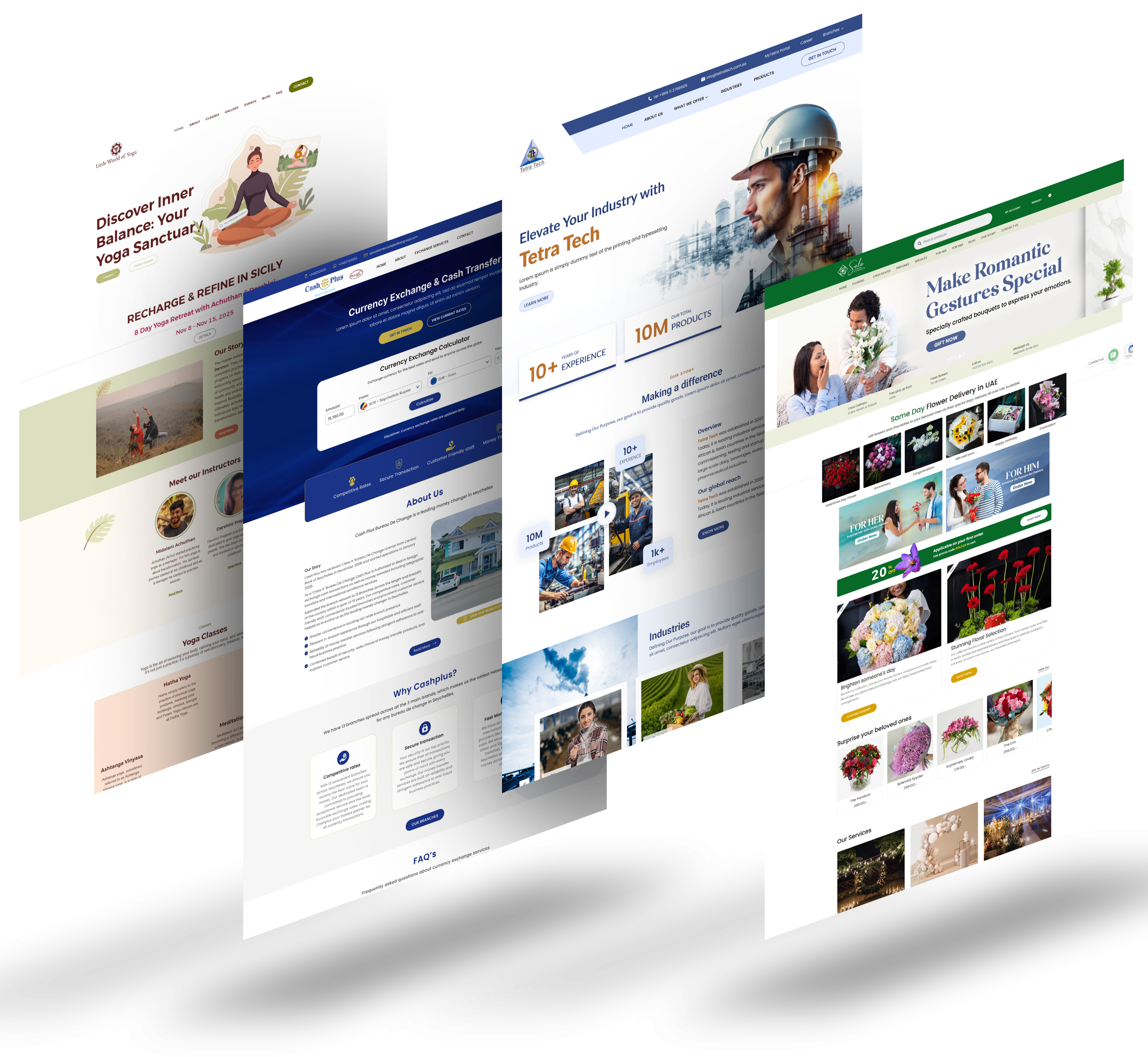 portfolio website pages tilted